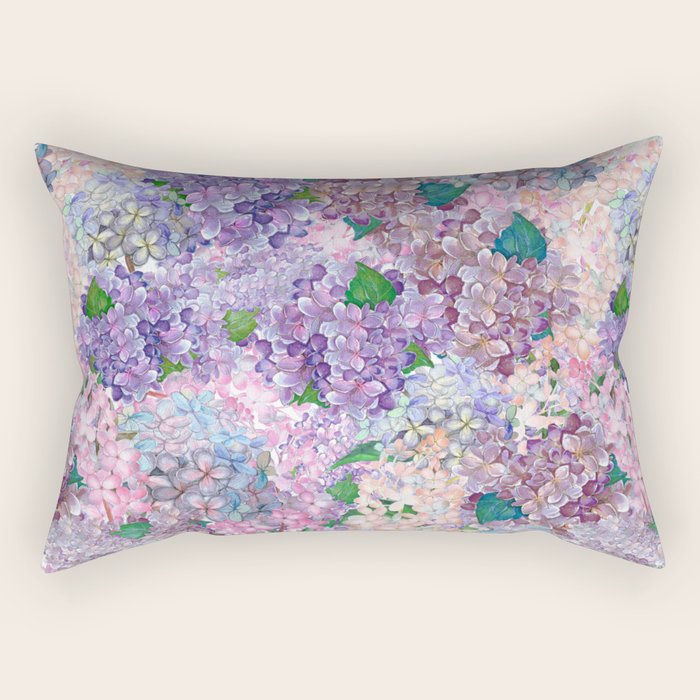 Purple and blue Lilac & Hydrangea - Flower Design Rectangular Pillow Gallery Image 1