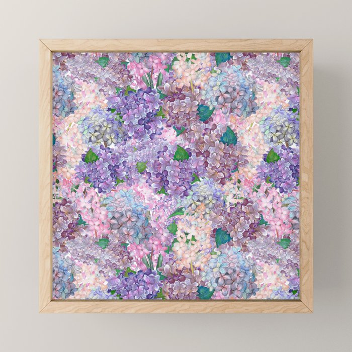Purple and blue Lilac & Hydrangea - Flower Design Mini Art Print Gallery Image 1