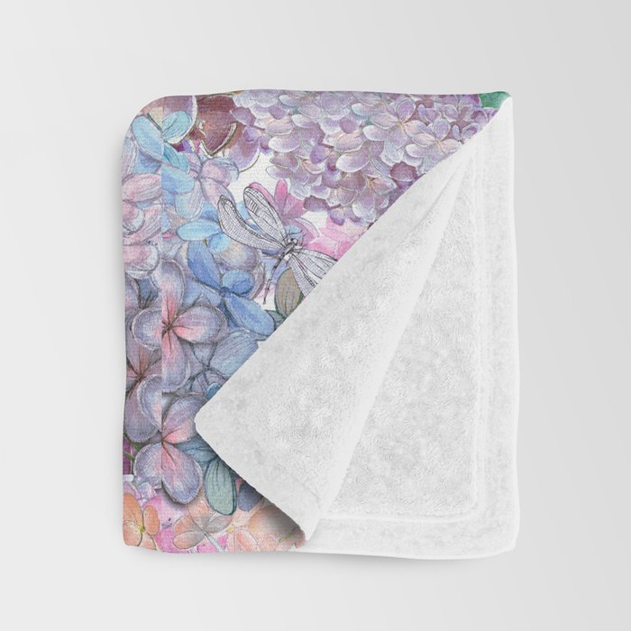 Purple and blue Lilac & Hydrangea - Flower Design Throw Blanket Gallery Image 3