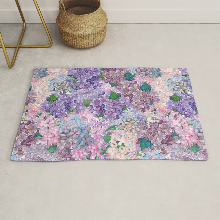 Purple and blue Lilac & Hydrangea - Flower Design Rug Gallery Image 1
