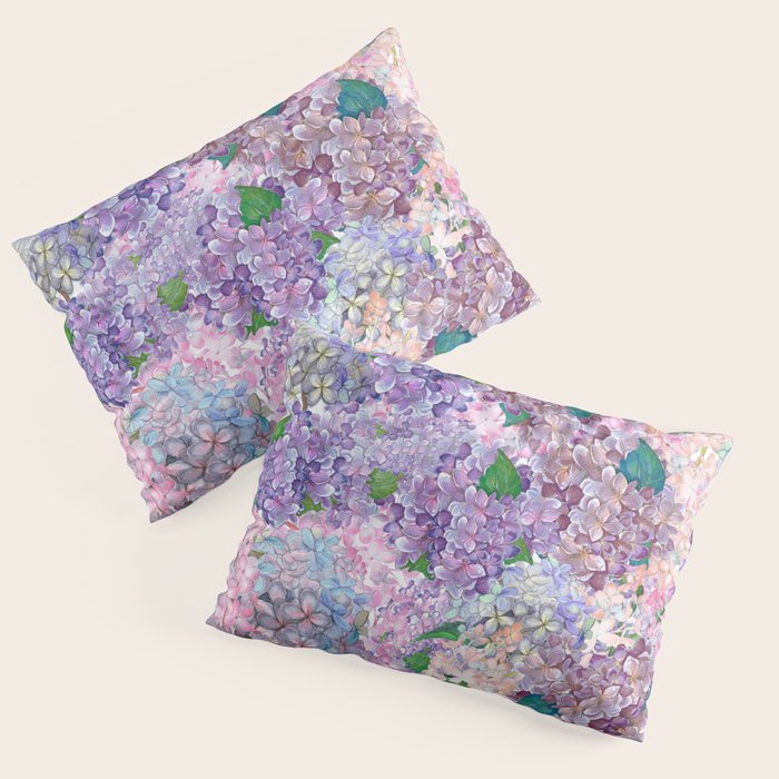 Purple and blue Lilac & Hydrangea - Flower Design Pillow Sham Gallery Image 1