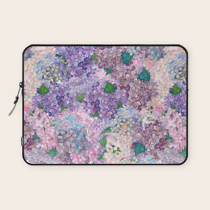 Purple and blue Lilac & Hydrangea - Flower Design Laptop Sleeve Gallery Image 1