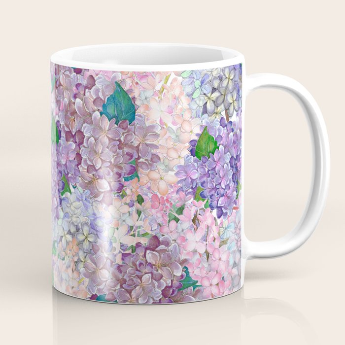 Purple and blue Lilac & Hydrangea - Flower Design Coffee Mug Gallery Image 1