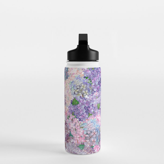 Purple and blue Lilac & Hydrangea - Flower Design Water Bottle Gallery Image 3