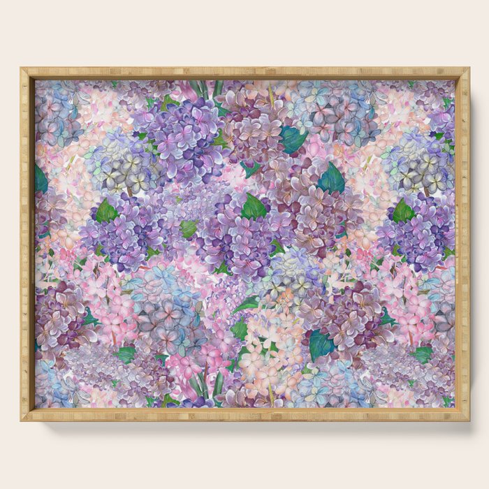 Purple and blue Lilac & Hydrangea - Flower Design Serving Tray Gallery Image 1
