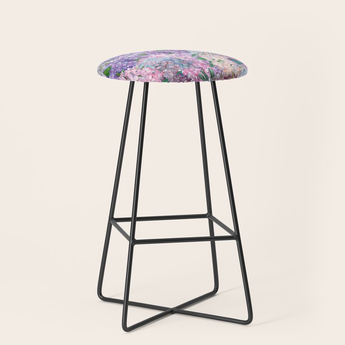 Purple and blue Lilac & Hydrangea - Flower Design Stool Gallery Image 1