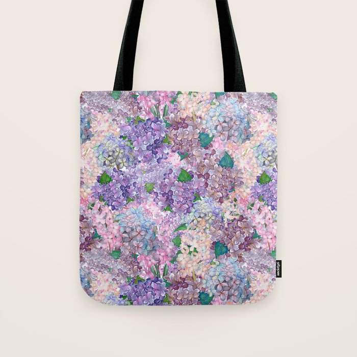Purple and blue Lilac & Hydrangea - Flower Design Tote Bag Gallery Image 1