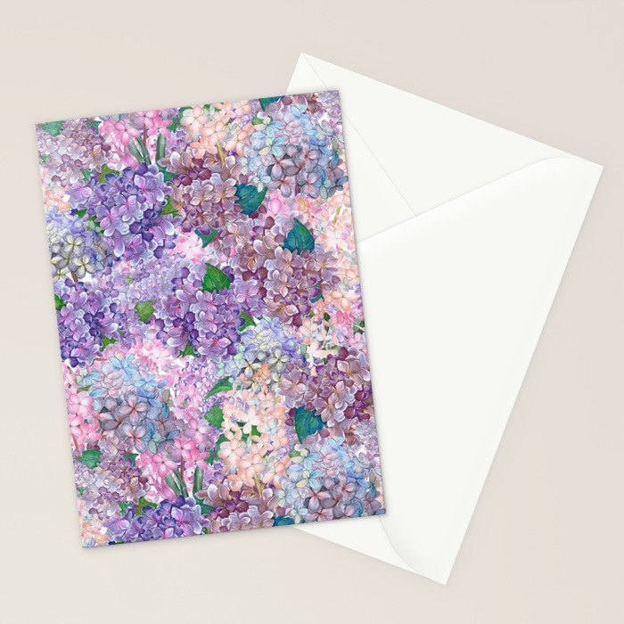 Purple and blue Lilac & Hydrangea - Flower Design Stationery Card Gallery Image 2