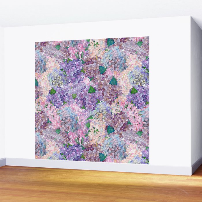 Purple and blue Lilac & Hydrangea - Flower Design Wall Mural Gallery Image 2