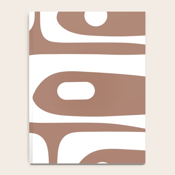 Mid Century Modern Abstract Piquet Pattern Mocha Brown and White Notebook Gallery Image 4