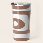 Mid Century Modern Abstract Piquet Pattern Mocha Brown and White Travel Mug Gallery Image 3