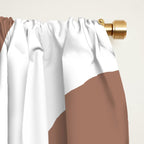 Mid Century Modern Abstract Piquet Pattern Mocha Brown and White Window Curtain Gallery Image 2