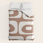 Mid Century Modern Abstract Piquet Pattern Mocha Brown and White Duvet Cover Gallery Image 6