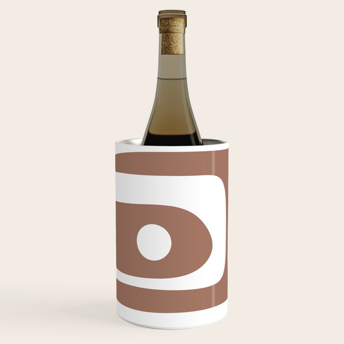 Mid Century Modern Abstract Piquet Pattern Mocha Brown and White Wine Chiller Gallery Image 2