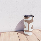 Mid Century Modern Abstract Piquet Pattern Mocha Brown and White Travel Mug Gallery Image 4