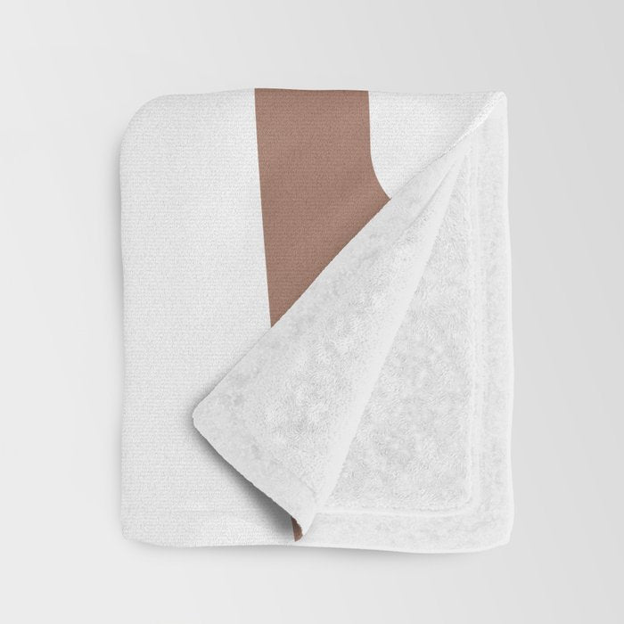 Mid Century Modern Abstract Piquet Pattern Mocha Brown and White Throw Blanket Gallery Image 3