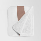 Mid Century Modern Abstract Piquet Pattern Mocha Brown and White Throw Blanket Gallery Image 3