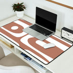 Mid Century Modern Abstract Piquet Pattern Mocha Brown and White Desk Mat Gallery Image 2