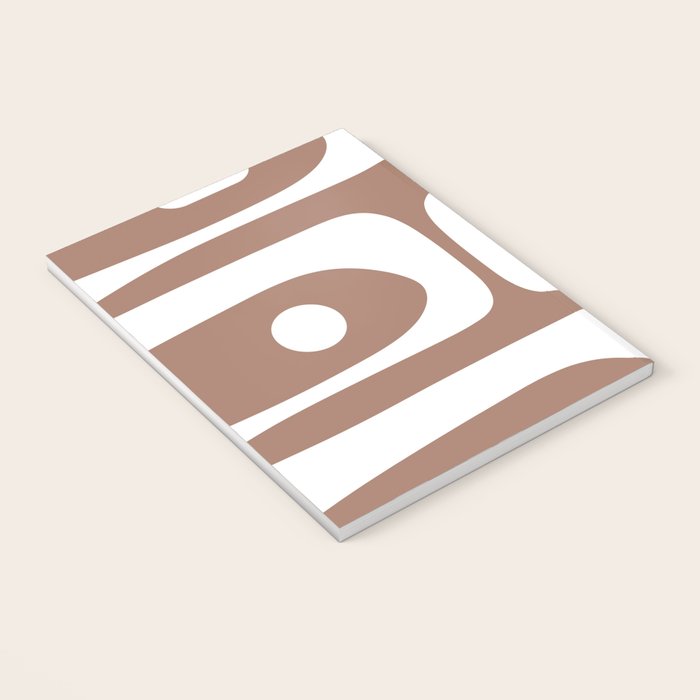 Mid Century Modern Abstract Piquet Pattern Mocha Brown and White Notebook Gallery Image 3