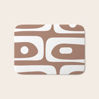 Mid Century Modern Abstract Piquet Pattern Mocha Brown and White Bath Mat Gallery Image 1