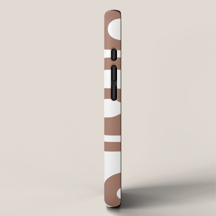 Mid Century Modern Abstract Piquet Pattern Mocha Brown and White iPhone Case Gallery Image 2