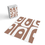 Mid Century Modern Abstract Piquet Pattern Mocha Brown and White Jigsaw Puzzle Gallery Image 2