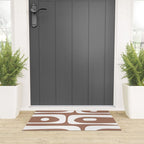Mid Century Modern Abstract Piquet Pattern Mocha Brown and White Welcome Mat Gallery Image 3