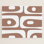 Mid Century Modern Abstract Piquet Pattern Mocha Brown and White Jigsaw Puzzle Gallery Image 1