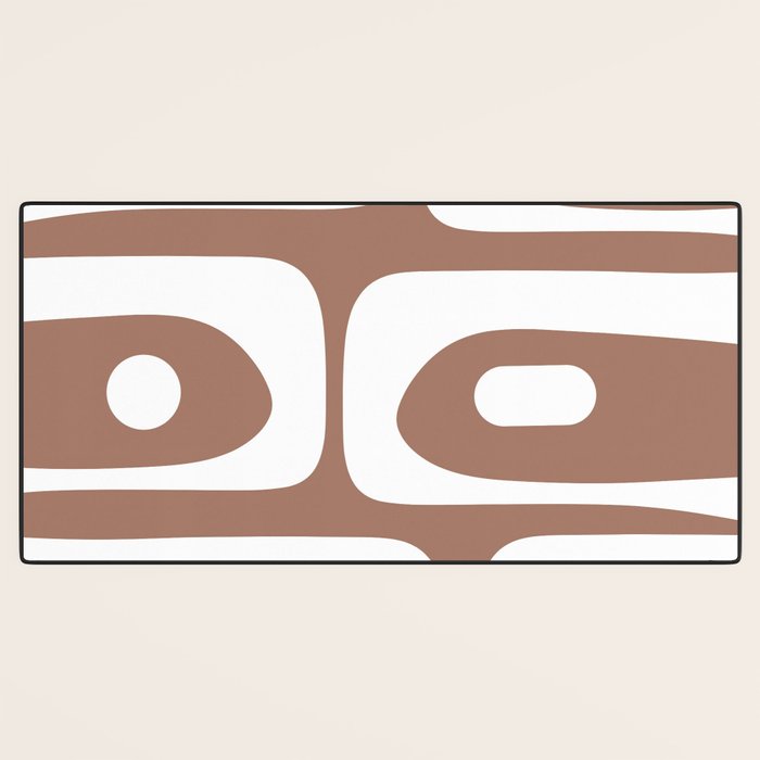 Mid Century Modern Abstract Piquet Pattern Mocha Brown and White Desk Mat Gallery Image 3