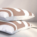 Mid Century Modern Abstract Piquet Pattern Mocha Brown and White Pillow Sham Gallery Image 3