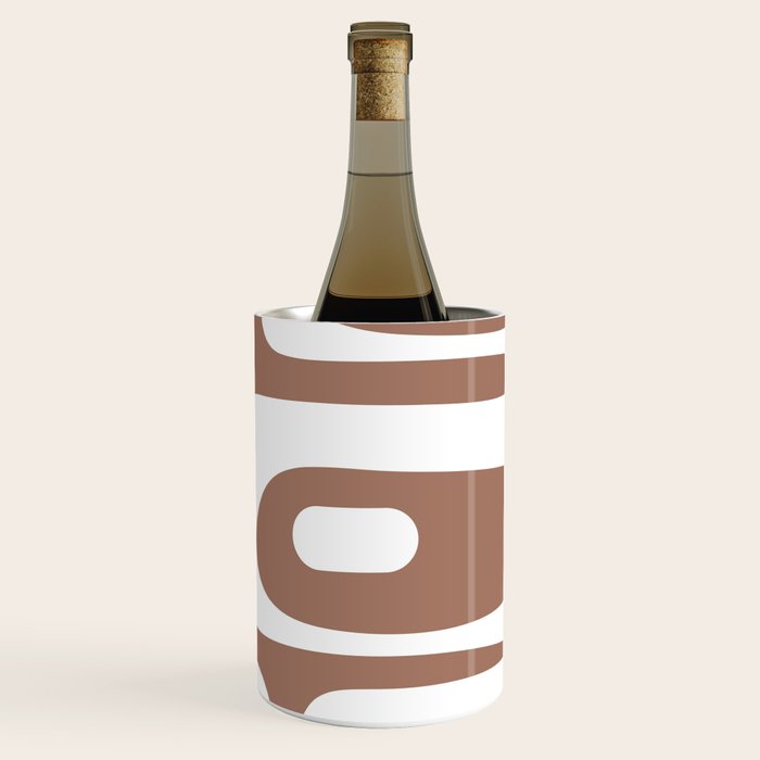 Mid Century Modern Abstract Piquet Pattern Mocha Brown and White Wine Chiller Gallery Image 3