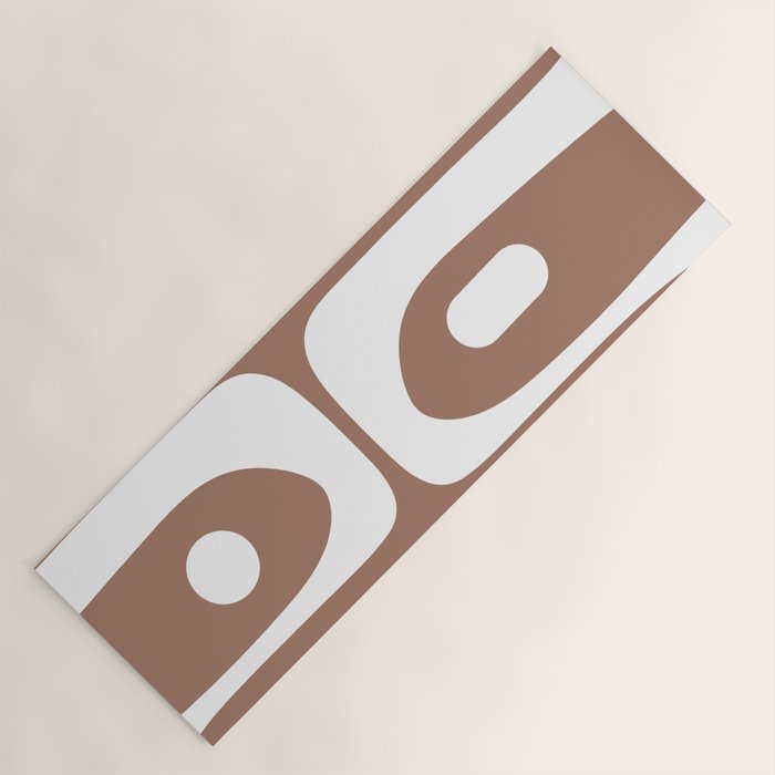 Mid Century Modern Abstract Piquet Pattern Mocha Brown and White Yoga Mat Gallery Image 1