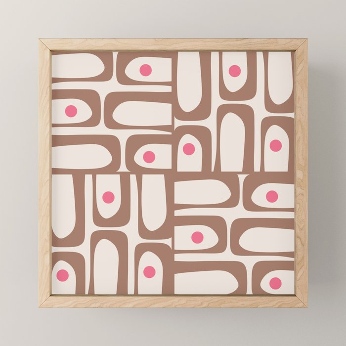 Midcentury Modern Abstract Piquet Pattern Inspired by PANTONE 17 1230 Color of the Year Mocha Mousse Mini Art Print Gallery Image 1