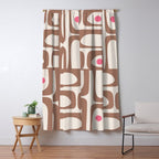 Midcentury Modern Abstract Piquet Pattern Inspired by PANTONE 17 1230 Color of the Year Mocha Mousse Window Curtain Gallery Image 5