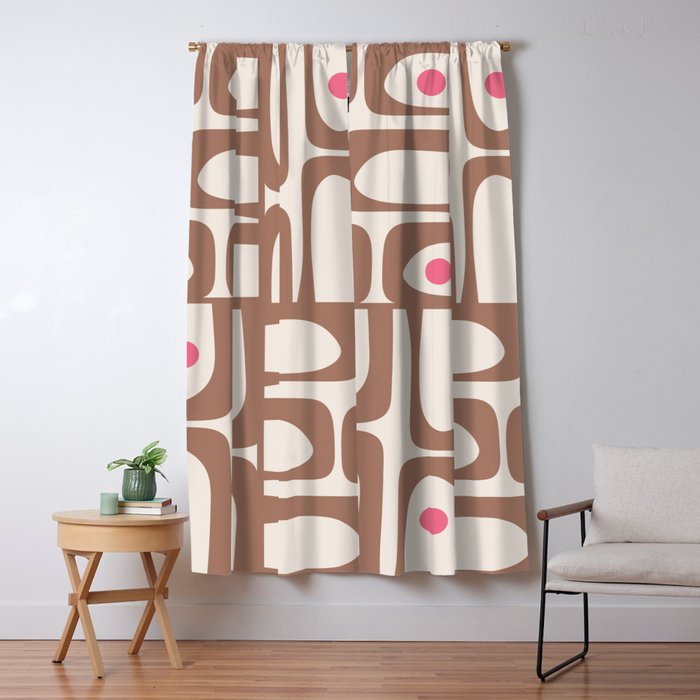 Midcentury Modern Abstract Piquet Pattern Inspired by PANTONE 17 1230 Color of the Year Mocha Mousse Window Curtain Gallery Image 5