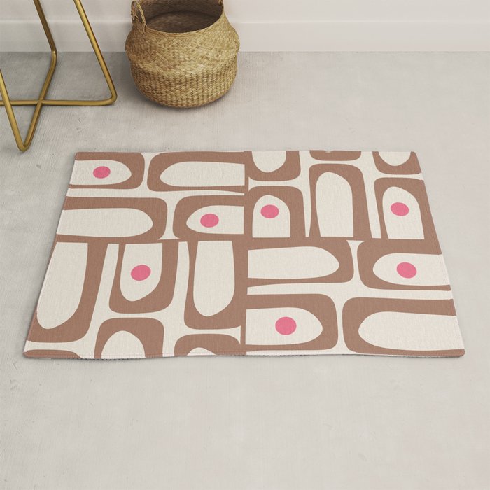 Midcentury Modern Abstract Piquet Pattern Inspired by PANTONE 17 1230 Color of the Year Mocha Mousse Rug Gallery Image 1