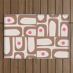 Midcentury Modern Abstract Piquet Pattern Inspired by PANTONE 17 1230 Color of the Year Mocha Mousse Outdoor Rug Gallery Image 1