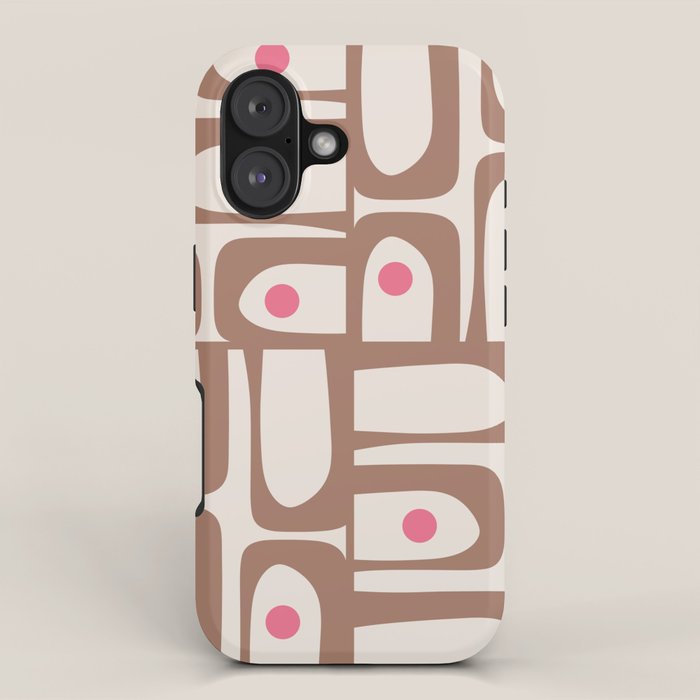 Midcentury Modern Abstract Piquet Pattern Inspired by PANTONE 17 1230 Color of the Year Mocha Mousse iPhone Case Gallery Image 1