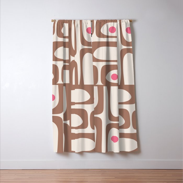 Midcentury Modern Abstract Piquet Pattern Inspired by PANTONE 17 1230 Color of the Year Mocha Mousse Window Curtain Gallery Image 3