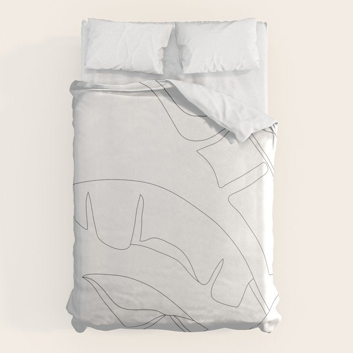 Minimal Line Art Banana Leaves Duvet Cover Gallery Image 1