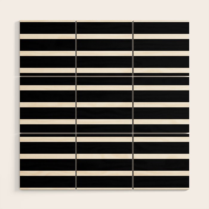 Bold Black And White Simple Stripes Elegant Minimalistic Style Wood Wall Art Gallery Image 1