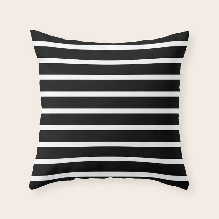 Bold Black And White Simple Stripes Elegant Minimalistic Style Throw Pillow Gallery Image 6