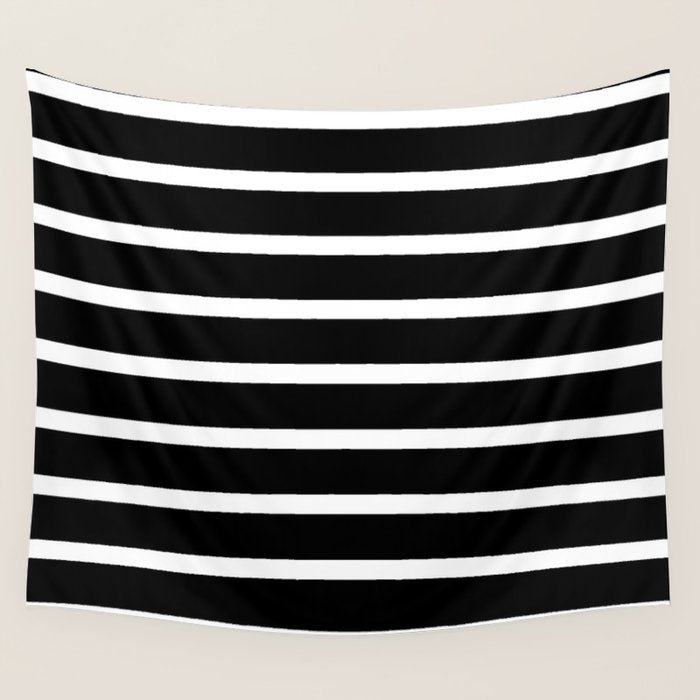Bold Black And White Simple Stripes Elegant Minimalistic Style Wall Tapestry Gallery Image 1