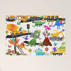 Watercolor Dinosaur Construction Crew Welcome Mat Gallery Image 1