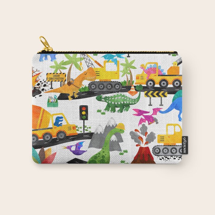 Watercolor Dinosaur Construction Crew Carry All Pouch Gallery Image 1