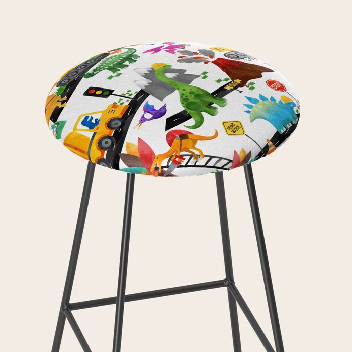 Watercolor Dinosaur Construction Crew Stool Gallery Image 2