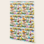 Watercolor Dinosaur Construction Crew Wallpaper Gallery Image 2