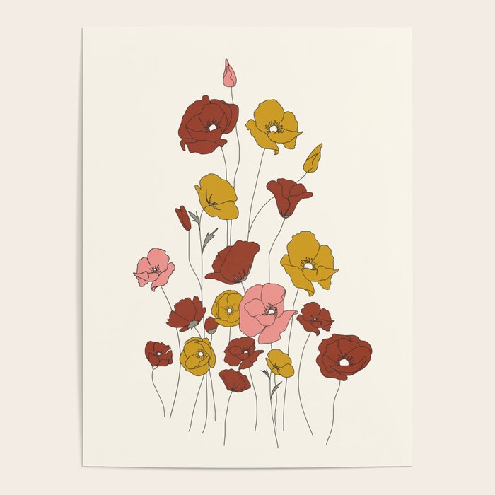 Colorful Poppy Flowers Poster Gallery Image 1