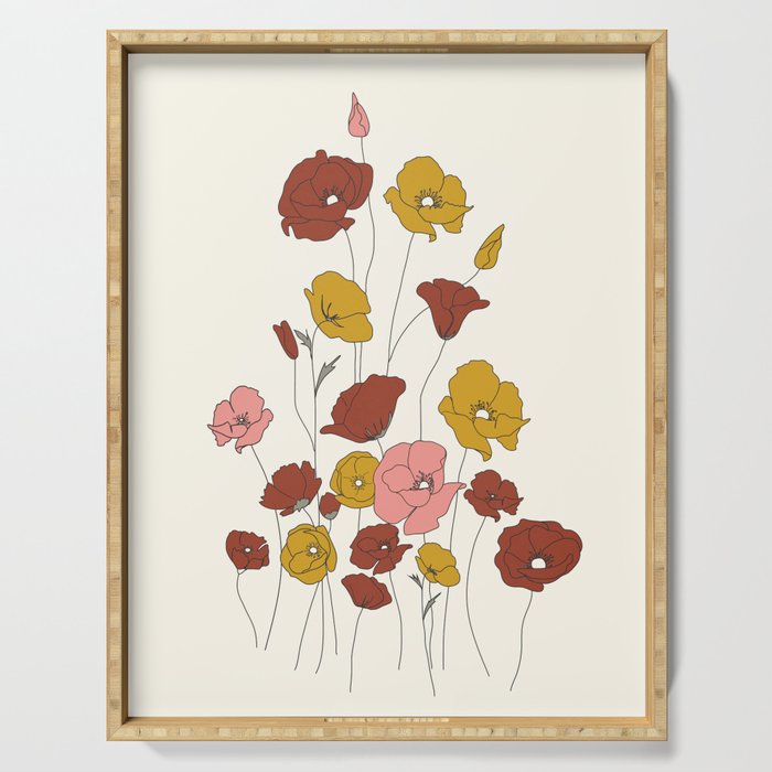 Colorful Poppy Flowers Serving Tray Gallery Image 1