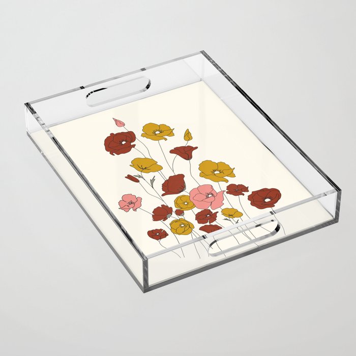 Colorful Poppy Flowers Acrylic Tray Gallery Image 1